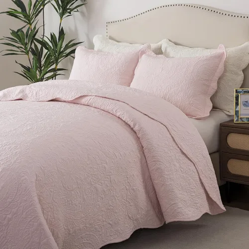 Miniatura 248 de HoneiLife - Juego de colcha de tamaño Queen, juego de ropa de cama de pana bordada de 3 piezas, colcha de lujo, ligera, cálida, para todas las Pana