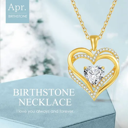 Miniatura 4 de CDE Collares de corazón para mujer, plata esterlina 925, dije de piedra natal, aniversario, cumpleaños, Navidad, día de San Valentín, joyería