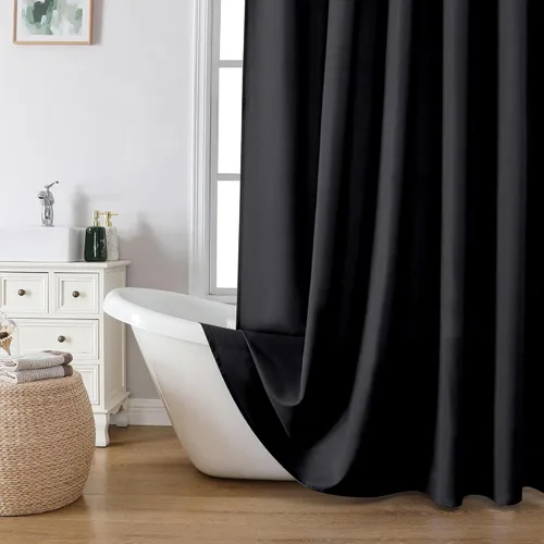 Miniatura 18 de OVZME Zora Cortina de Ducha de Tela para Cabina de 36 x 72 Pulgadas - Cortina de Ducha Pequeña Suave Negra para Baño para Tamaño de Cabina Estrecha