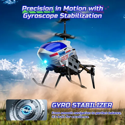 Miniatura 4 de DEERC Helicóptero de Control Remoto, Helicópteros RC de 3.5 Canales con Retención de Altitud y Giroscopio para Principiantes, 2 Carcasas, Luz LED