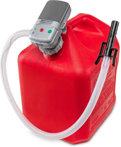 Bomba de transferencia de combustible automática DEWAY con parada automática, tasa de flujo de 2.4 GPM y alimentación por batería AA, adaptador