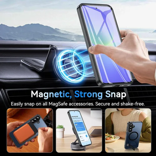 Miniatura 4 de OWKEY Funda para Samsung Galaxy A37/A36 5G Bark Phone Pro con soporte, magnética a prueba de golpes para Magsafe translúcida mate cubierta para A37