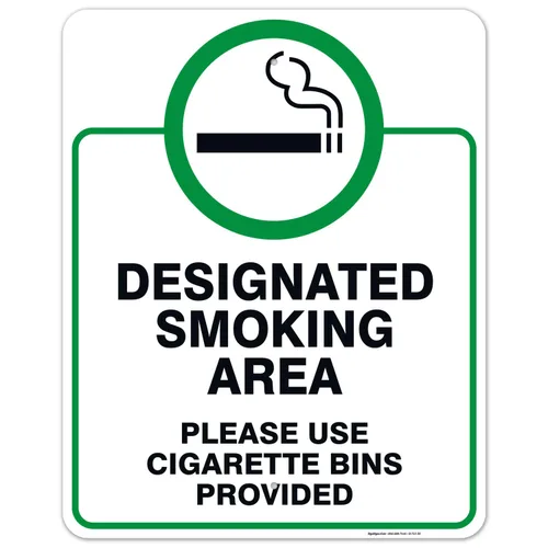 Miniatura 17 de Letrero designado para zona de fumar, letrero con texto en inglés "Please Use Cigarrette Bins Sign", 10 x 14 pulgadas, libre de óxido, aluminio 040