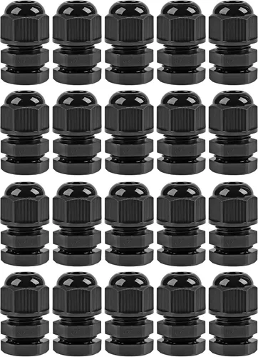 Miniatura 9 de Surtido de prensaestopas de nailon IP68, impermeable, con certificación UL y compatible con RoHS, 20 piezas, alivio de tensión de cable de 1/4 Negro