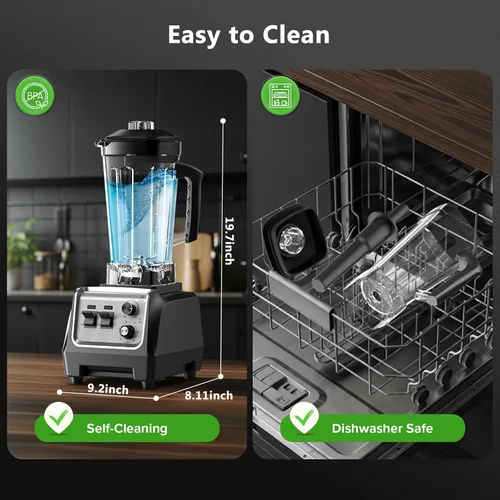 Miniatura 6 de Licuadora de 1800 W para batidos, licuadoras de encimera de gran capacidad de 70 onzas con taza de molienda de 20 onzas, licuadora de cocina de alta