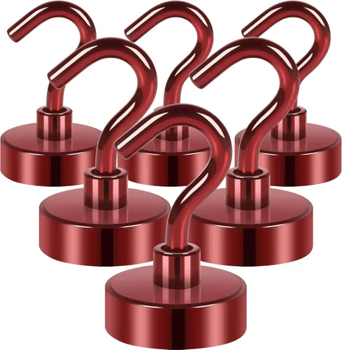 Miniatura 22 de Neosmuk Ganchos magnéticos extrafuertes con resistencia de más de 27 lbs, con imanes de tierras raras resistentes para refrigerador, crucero, Bronce