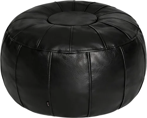 Thgonwid Funda de puf otomano marroquí sin relleno, solución de almacenamiento para reposapiés otomano, silla puf, reposapiés, color negro