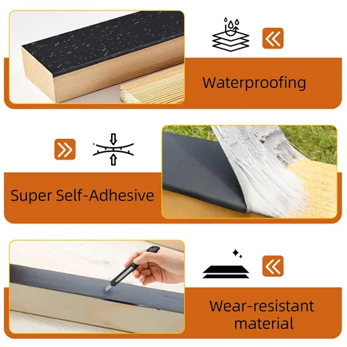 Miniatura 3 de Cinta para Viguetas de Terraza de 1-5/8" x 50', Paquete de 8 Cintas Impermeables de Butilo para Terraza, Cinta Autoadhesiva Resistente a