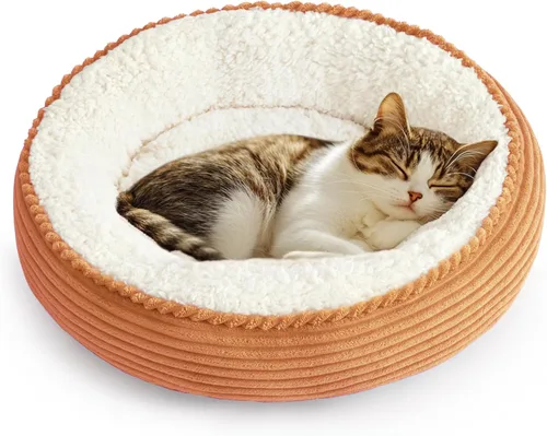 Miniatura 42 de Love's cabin Cama redonda acolchada para gatos y perros, cama para mascotas de 20 pulgadas para gatos o perros pequeños, parte inferior Violeta