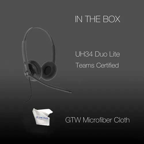 Miniatura 2 de GTW Yealink UH34 Duo Teams Certified Lite - Auriculares con cable (USB-C), se conectan al escritorio, PC/Mac, softphones - Funciona con equipos