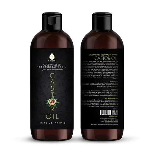 Miniatura 3 de Pursonic Paquete de 2 aceite de ricino (160 onzas) prensado en frío, sin hexano, aceite de ricino hidratante, para piel seca, crecimiento
