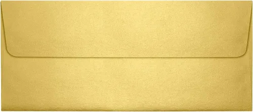 LUXPaper Sobres comerciales #10 | Despegar y prensar | 4 1/8 pulgadas x 9 1/2 pulgadas | Oro metálico | Texto de 80 libras | 50 unidades Dorado