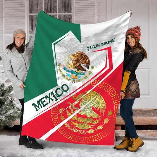 Miniatura 13 de Manta de México con nombre personalizado para hombres y mujeres, manta de bandera personalizable, regalo divertido, felpa mullida, suave microforro