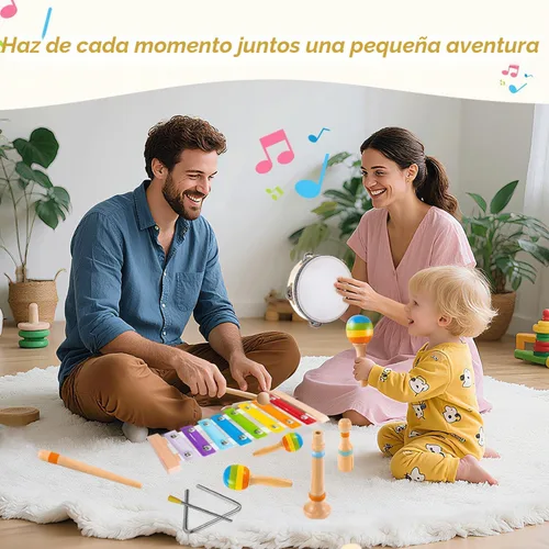 Miniatura 5 de Juguetes para niños de 1 a 2 años, regalos de cumpleaños, instrumentos musicales de madera para niños pequeños de 1 a 3 años, juego educativo