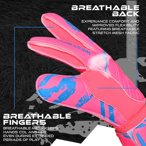 Miniatura 5 de WESTWOOD FOX Guantes de portero Guantes de portero de fútbol con protección para los dedos para niños, jóvenes, adultos, agarre pesado en la palma