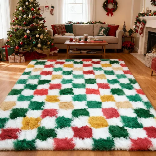 Miniatura 48 de Alfombra peluda para dormitorio, sala de estar, 2 x 6 pies, antideslizante, esponjosa, suave, alfombra lanuda beige y blanca para sala de estar