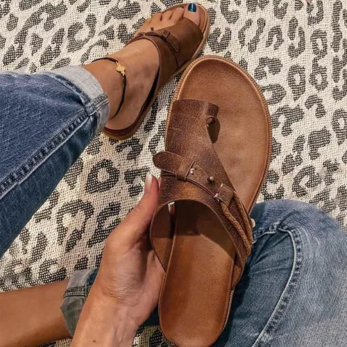 Miniatura 16 de Sandalias planas de verano elegantes para mujer, sandalias ortopédicas para mujer, soporte de arco