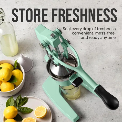 Miniatura 7 de Zulay Kitchen Exprimidor de hierro fundido, exprimidor manual resistente con coladores desmontables para una fácil limpieza, prensa de jugo
