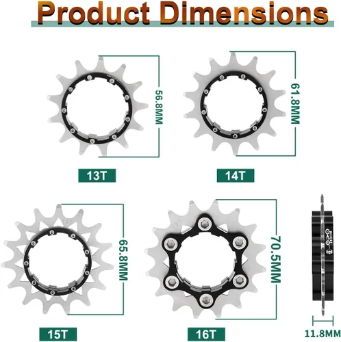 Miniatura 4 de Kit de conversión de velocidad única 13T 14T 15T 16T MTB Cassette Fixie de una sola velocidad Cog