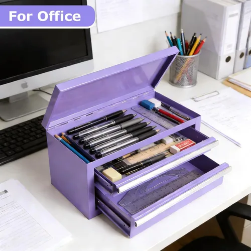 Miniatura 5 de Mini caja de herramientas de acero con cajones, pequeña caja de herramientas para organizador de almacenamiento de artículos pequeños, organizador