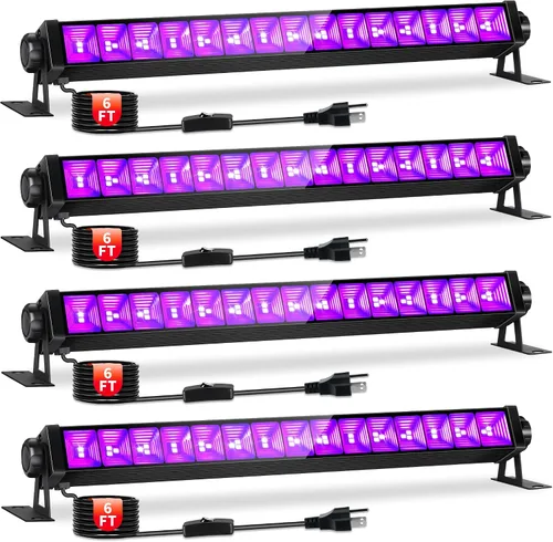 Miniatura 7 de Paquete de 2 barras de luz negra de 42 W para fiesta brillante, luces negras con cable de 6 pies, enchufe e interruptor para fiesta brillante