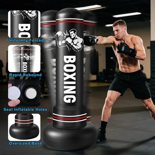 Miniatura 3 de Punching Bag for Adults with Stand, 74.8'' Free Standing Heavy Boxing Bag with Gloves and Pump for Men Women Teen Boys Girls Kickboxing Beginners