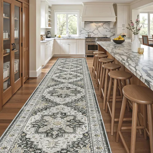 Miniatura 475 de Madane Tapete lavable de 2 x 10 pies para pasillo, cocina, recibidor, clásico, suave, antideslizante para interiores, casa de campo, baño, sala