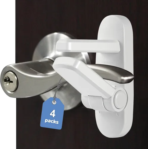 Miniatura 11 de Cerradura de Palanca de Puerta a Prueba de Niños, Cerraduras de Seguridad para Bebés para Puertas (Paquete de 2) Seguridad de Puerta Mejorada