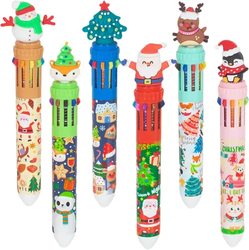 Miniatura 11 de Bolígrafo multicolor de 0.7 mm, 10 en 1, bolígrafos de punta fina retráctiles de dibujos animados de animales lindos para suministros de oficina
