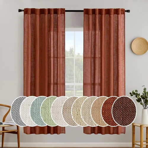 Miniatura 134 de MIULEE Cortinas de lino blanco de 108 pulgadas de largo para dormitorio, sala de estar, cortinas de ventana con textura de lino suave y grueso, Lino