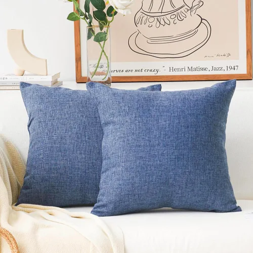 Miniatura 29 de Home Brilliant - Juego de 2 fundas de almohada Euro Sham de 26 x 26 pulgadas / 66 x 66 cm., de lino suave con forro decorativo de Navidad, fundas