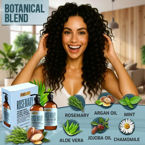 Miniatura 4 de Juego de champú y acondicionador de romero – Fórmula sin sulfato con menta – Productos voluminizadores y cuidado espesante para cabello adelgazante