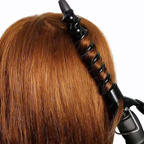 Miniatura 7 de Rizador de pelo en espiral de 0.984 in, rizador de playa, rizador para cabello corto y largo, pantalla LCD, pinzas para rizar