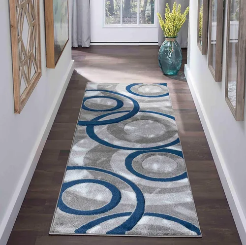 Miniatura 12 de GLORY RUGS Alfombra de área 2x3 marrón, tapete para puerta, círculos modernos, suave, alfombra de piso contemporánea con textura esponjosa