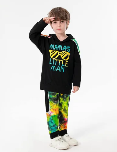 Miniatura 2 de KANGKANG Conjunto de sudadera de manga larga con estampado de letras para niños pequeños, conjunto de pantalones con estampado de dinosaurio