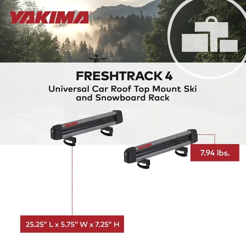 Miniatura 4 de YAKIMA, FreshTrack - Soporte de esquí y snowboard, se adapta a la mayoría de portaequipajes
