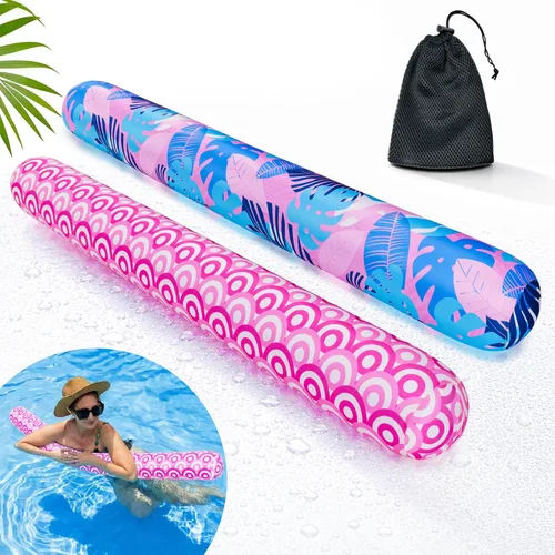 Miniatura 7 de Fideos inflables para piscina, paquete de 2 de tela suave de secado rápido cubiertos, fideos flotadores grandes para piscina, flotadores premium