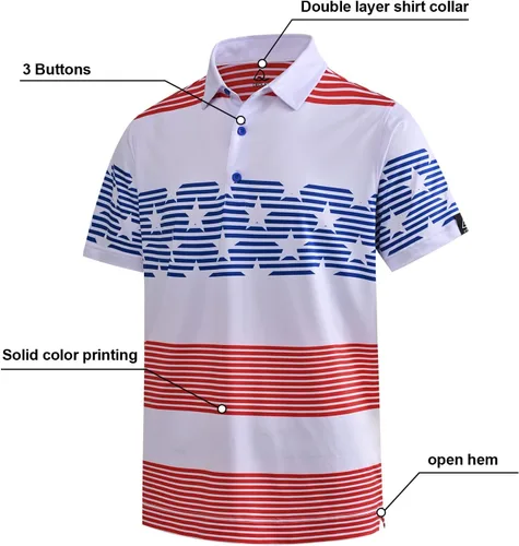 Miniatura 71 de DEOLAX Camisa de golf para hombre, con estampado de moda, atlética, de manga corta, clásica, casual, ajuste seco, suave, para hombres