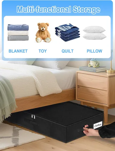 Miniatura 6 de Bolsas de Almacenamiento Debajo de la Cama con Cremallera, Contenedores de Almacenamiento Debajo de la Cama de 7 Pulgadas de Altura con Lados