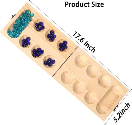 Miniatura 6 de Juego de mesa de madera Mancala, juego de Mancala de tamaño grande con instrucciones, juego de mesa portátil para viajes para niños y adultos