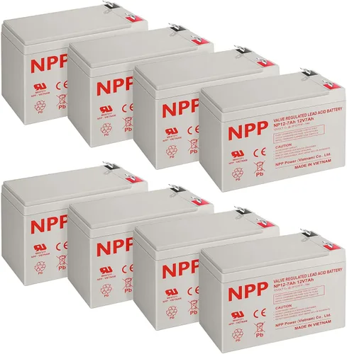NPP Batería recargable AGM SLA de 12V 7Ah T1 8PCS