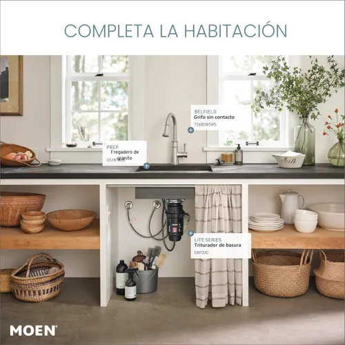 Miniatura 9 de Moen Lite Series PRO GXP33C - Triturador de basura compacto de alimentación continua para fregadero de cocina con cable de alimentación
