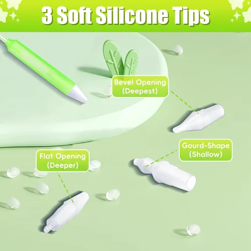Miniatura 4 de Aspirador nasal para bebé, alivio de la congestión nasal con 25 filtros de higiene, 2 puntas de silicona con pinzas de limpieza nasal, color verde