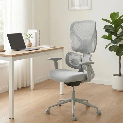 Miniatura 2 de Nouhaus Ergo Morph Silla de oficina ergonómica, sillas de oficina de malla con respaldo alto con soporte lumbar dinámico de doble zona, respaldo Gris