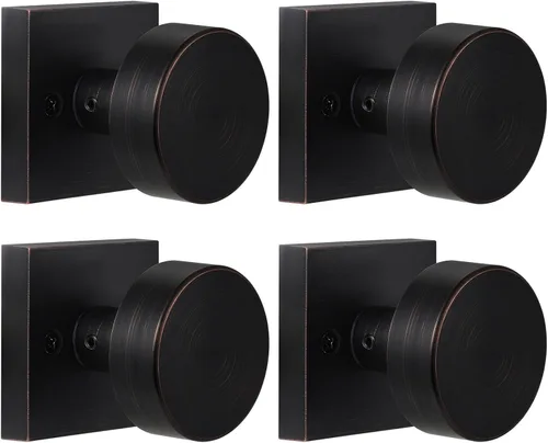 Miniatura 26 de coolnews Pomos dorados para puerta interior, pomo de puerta de privacidad con cerradura, manija de puerta cuadrada resistente moderna para Oro