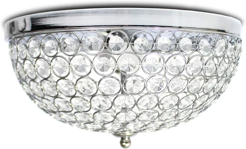 Elegant Designs FM1000-CHR Elipse Crystal - Accesorio de montaje empotrado de techo en forma de cuenco de metal moderno de 13 pulgadas, cromado Cromo