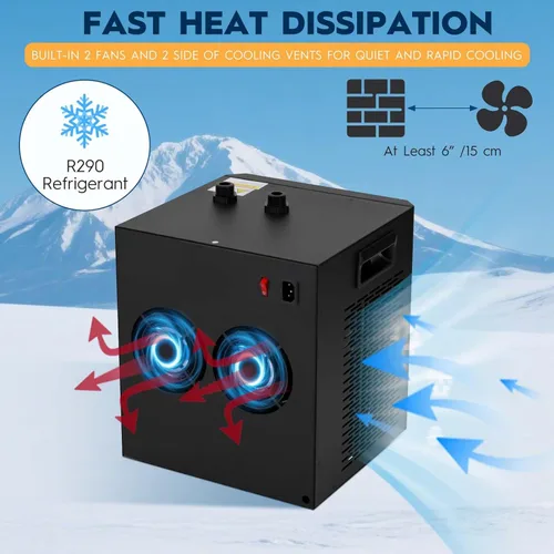 Miniatura 7 de Enfriador de baño de hielo de 1/3HP para bañeras de inmersión fría, con bomba sumergible, mangueras y pantalla LED, sistema de enfriamiento de agua