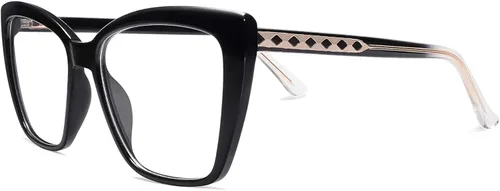 Miniatura 3 de AMOMOMA Trendy TR90 Gafas de Lectura Grandes con Filtro de Luz Azul para Mujeres, Elegantes Gafas Cuadradas Tipo Ojo de Gato AM6031 0c1.negro