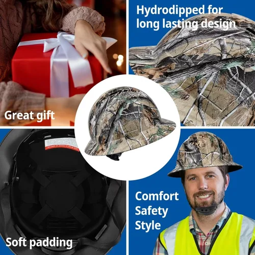 Miniatura 6 de Casco de seguridad OSHA de ala completa, casco de seguridad duradero y ligero de fibra de carbono, equipo de protección de suspensión de trinquete