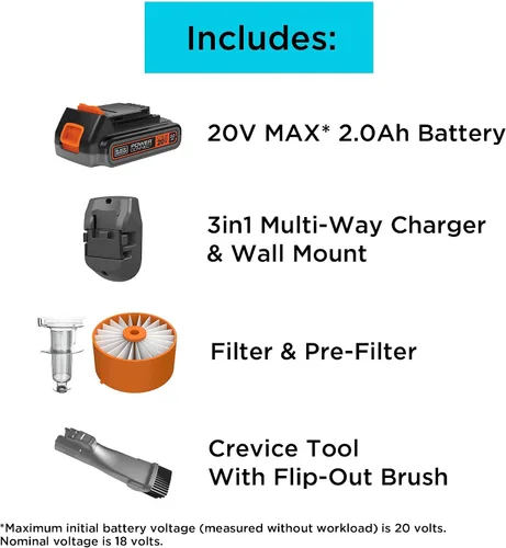Miniatura 2 de Black+Decker Aspiradora inalámbrica, Powerseries Extreme, Aspiradora de palo recargable, cabezal intercambiable con accesorio para hendiduras
